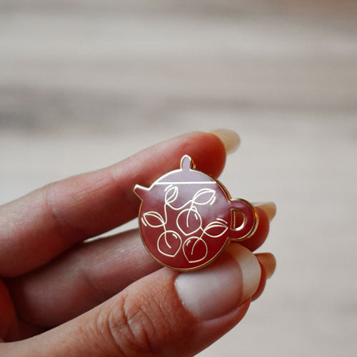 Peach Clay Teapot Enamel Pin