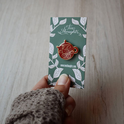 Peach Clay Teapot Enamel Pin